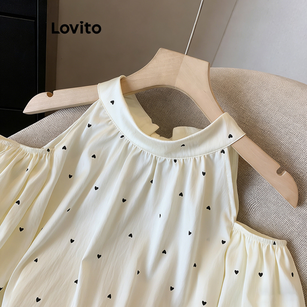 Lovito Phong cách thường ngày Áo sơ mi giản dị chấm bi họa tiết lưng cho nữ LNE71653 | BigBuy360 - bigbuy360.vn
