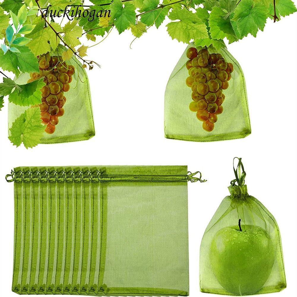 DUCKIHOGAN 30 Chiếc Túi Trái Cây Có Thể Tái Sử Dụng Nylon Trồng Túi Bảo Vệ Thực Vật Hoa Rau Dây Rút 
