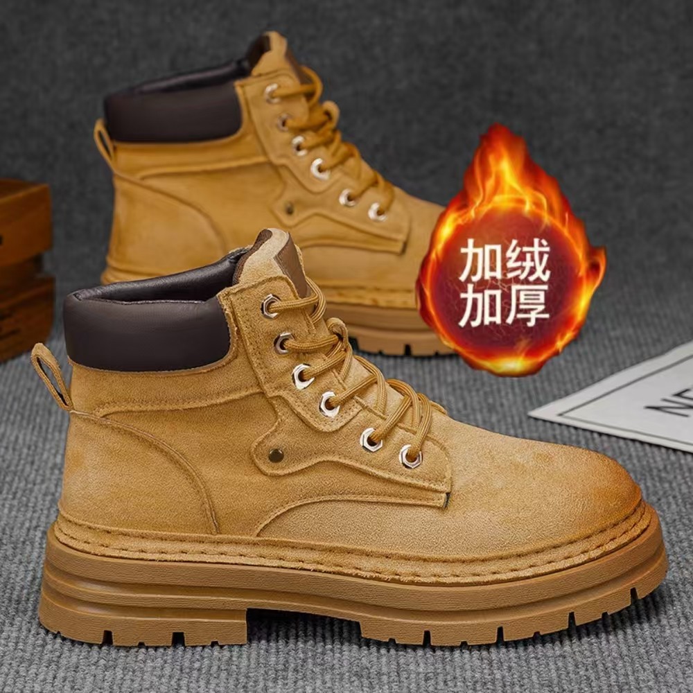 Phong Cách Anh Quốc Đế Dày Lông Cừu Lót Giữa Cắt Giày Bốt Tổng Thể Martin Boots Rhubarb Boots Martin