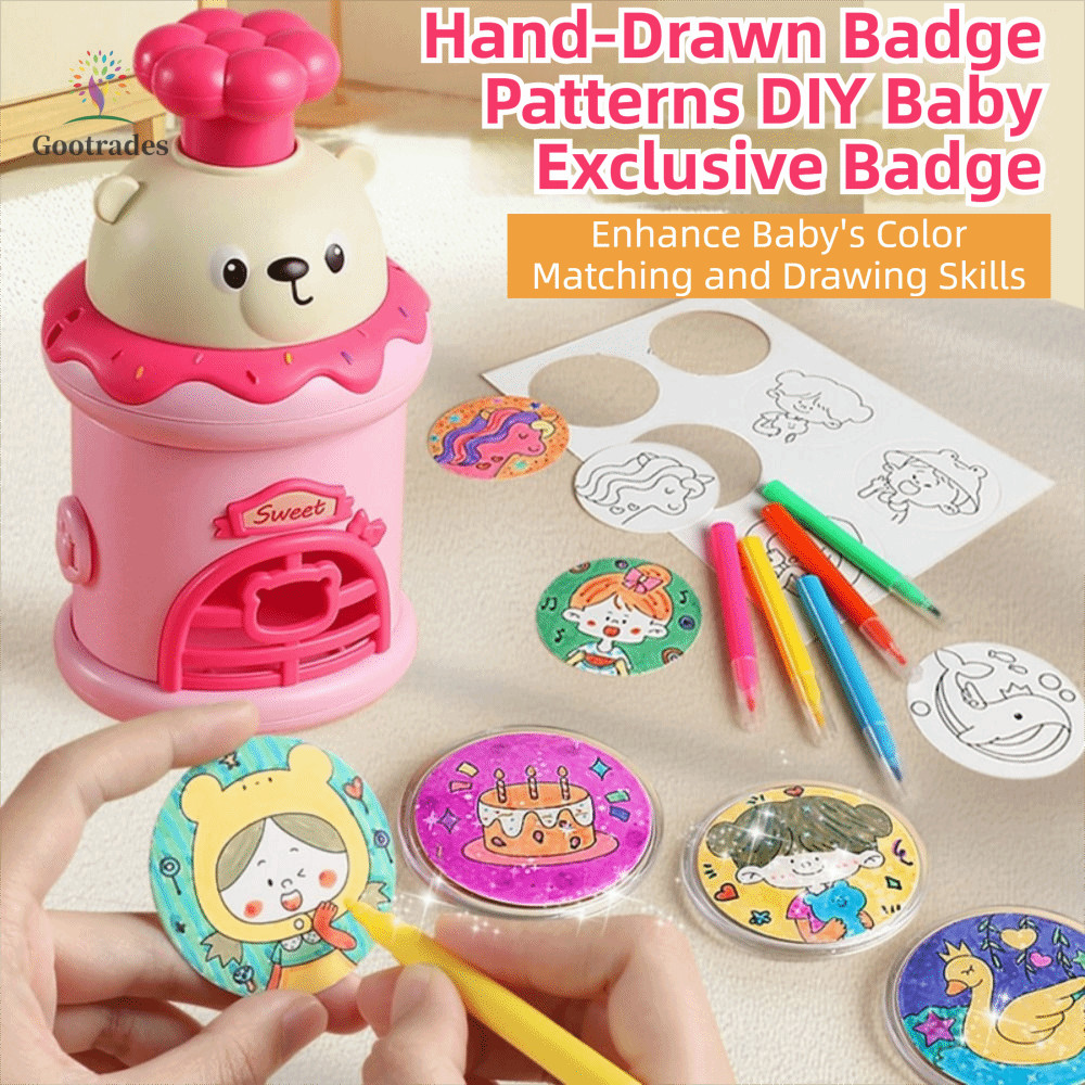 Máy làm huy hiệu GOOTARDES, Máy ép huy hiệu báo chí thủ công DIY, Đồ chơi sáng tạo Huy hiệu tròn có 