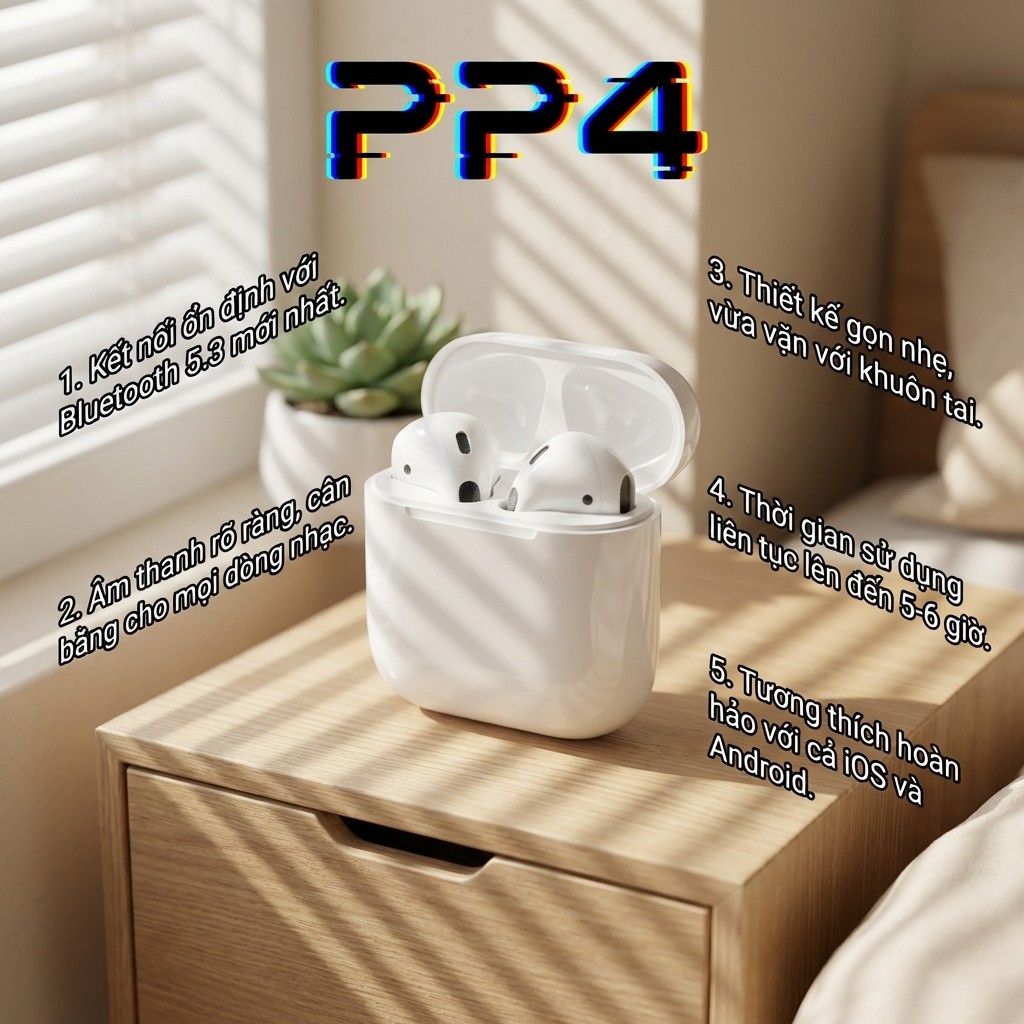 PPro4 Tws Tai Nghe Bluetooth 5.3 Không Dây, Chống Nước, Chống Ồn, Chất Lượng Âm Thanh Sống Động Để Chơi Game
