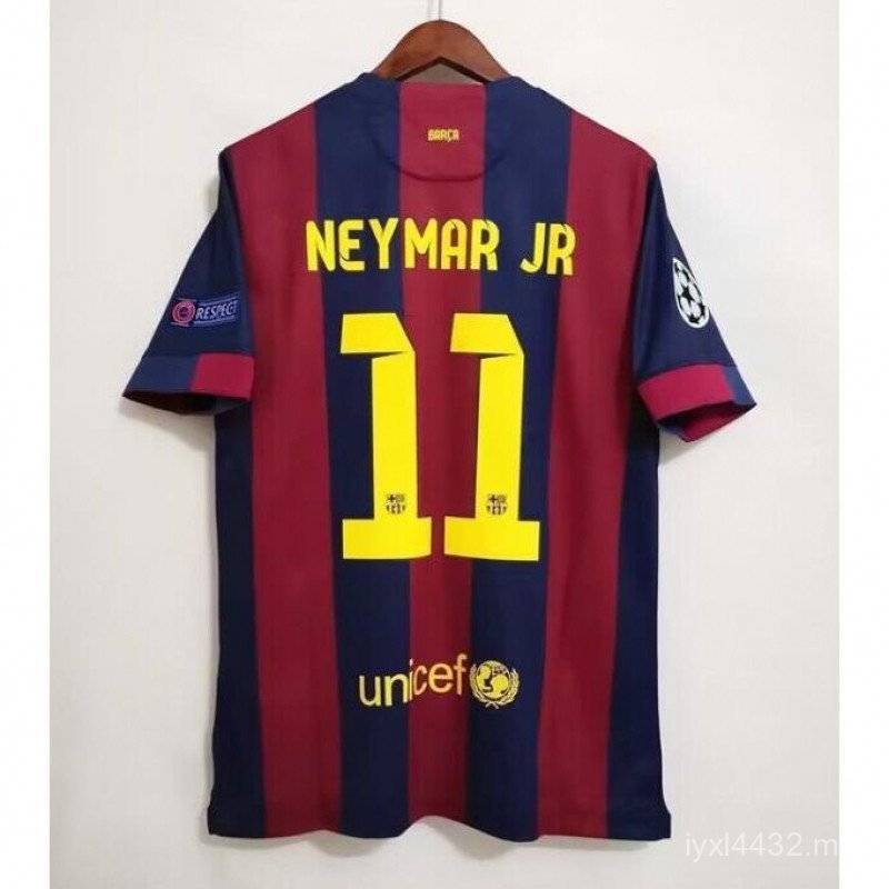2014-15 Barcelona NEYMAR JR MESSI Chất Lượng Hàng Đầu Nhà Retro Áo Bóng Đá Tùy Chỉnh Áo Thun Bóng Đá