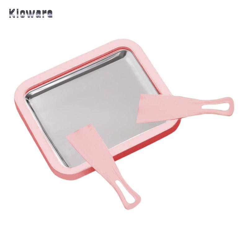 Máy làm kem Chảo thép không gỉ Tấm lạnh tức thì Máy làm sữa chua cán tự chế DIY Vui nhộn Frozen Món tráng miệng Máy làm khay có dụng cụ cạo Thích hợp cho trẻ em