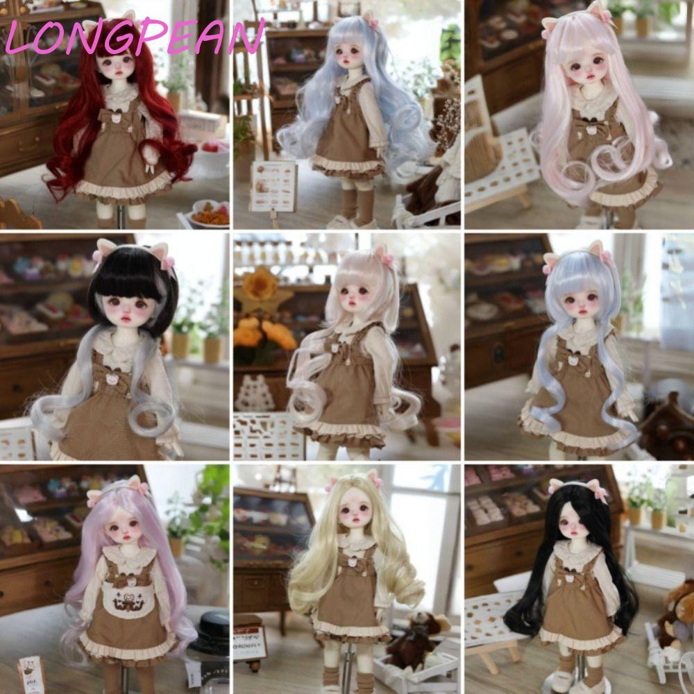 LONGPEAN Bjd Doll Tóc Giả, Tóc Xoăn Nhiều Màu BJD SD Doll Tóc Xoăn Búp Bê Dễ Thương Sợi Nhiệt Độ Cao