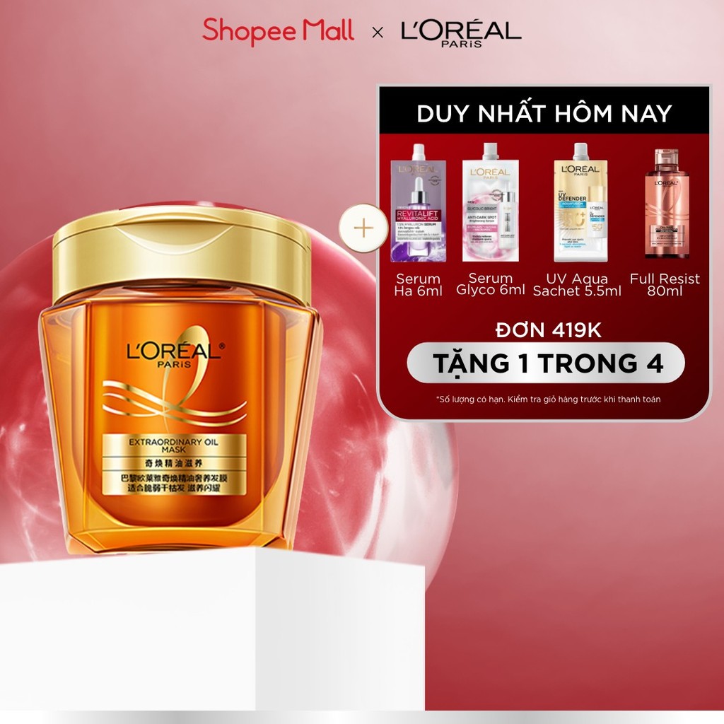 [MỚI] Mặt nạ ủ tóc chuyên sâu gold peptide phục hồi hư tổn, suôn mượt tóc L’Oreal Paris Extraordinary Oil Mask 250ml