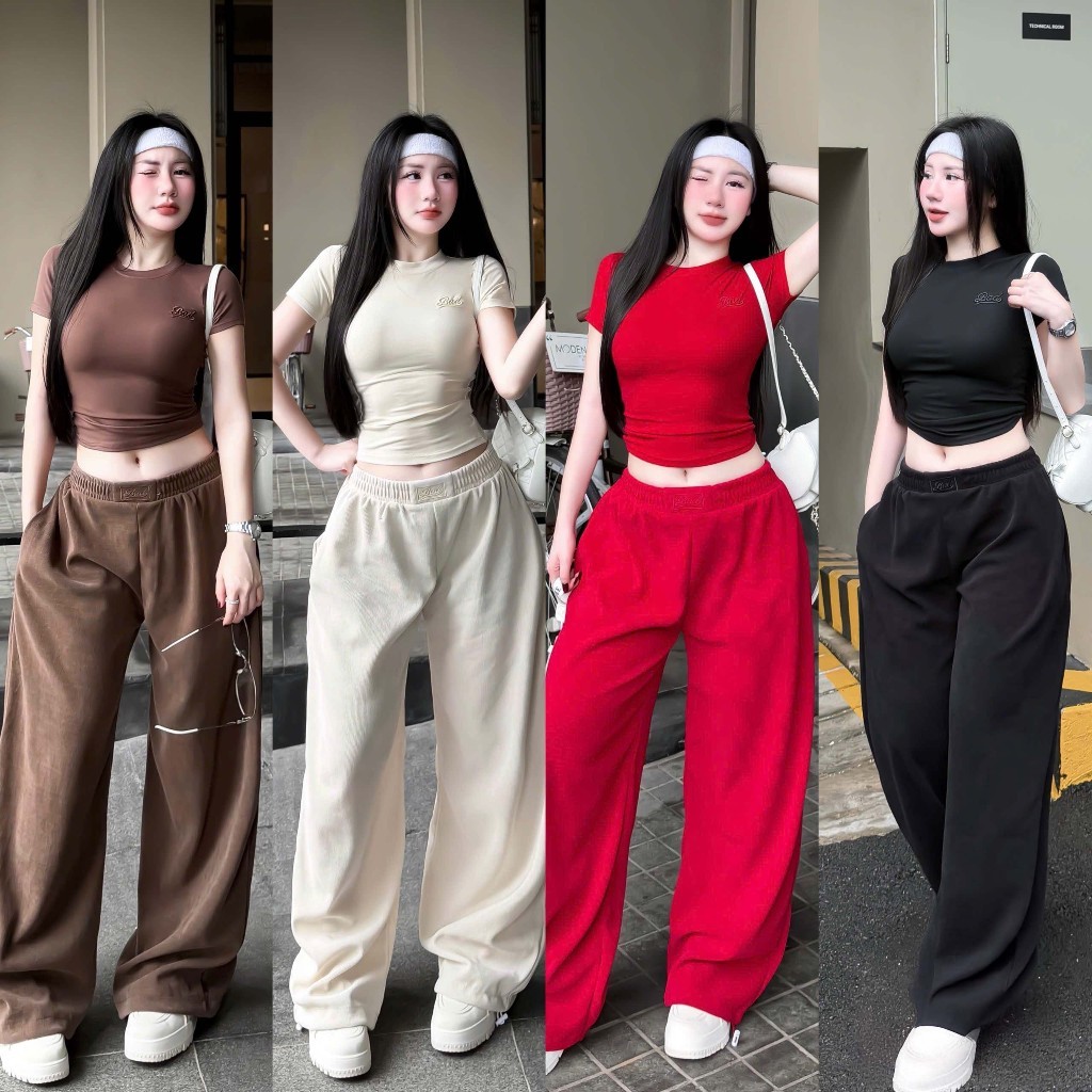 [Follow shop nhận mã 10k] Set bộ 2 chi tiết áo thun cộc tay + quần suông Meo Meo Shop QCCC SE0043