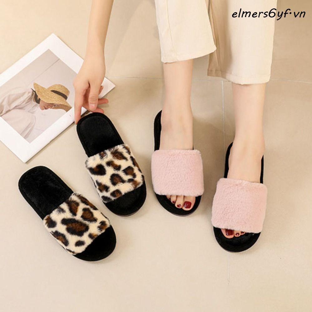 Dép xỏ ngón mềm mại ELMER, Dép xỏ ngón da báo chống trượt, Giày giải trí Giày phòng ngủ gia đình Dép