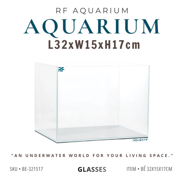 Bể Cá Mini Kích Thước 32x15x17cm Trang Trí, Để Bàn Làm Việc | RF Aquarium