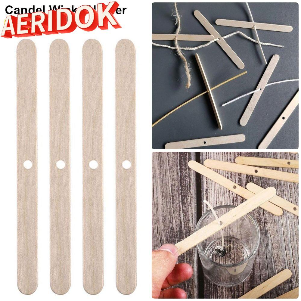 AERIDOK 50 Cái Giá đỡ bấc Candel, Dụng cụ làm Candel DIY 114mm, Thiết bị định tâm bằng gỗ Phụ kiện C