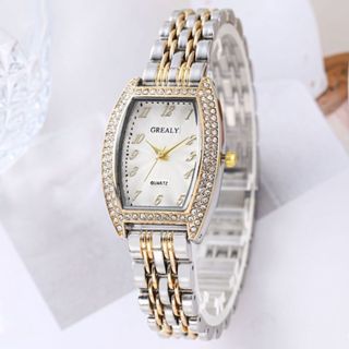 Sản phẩm mới Đồng hồ nữ có sẵn Đồng hồ đeo tay hình thùng kim cương giả sang trọng Đồng hồ nữ thời trang Đồng hồ thạch anh tỷ lệ kỹ thuật số đơn giản20260323