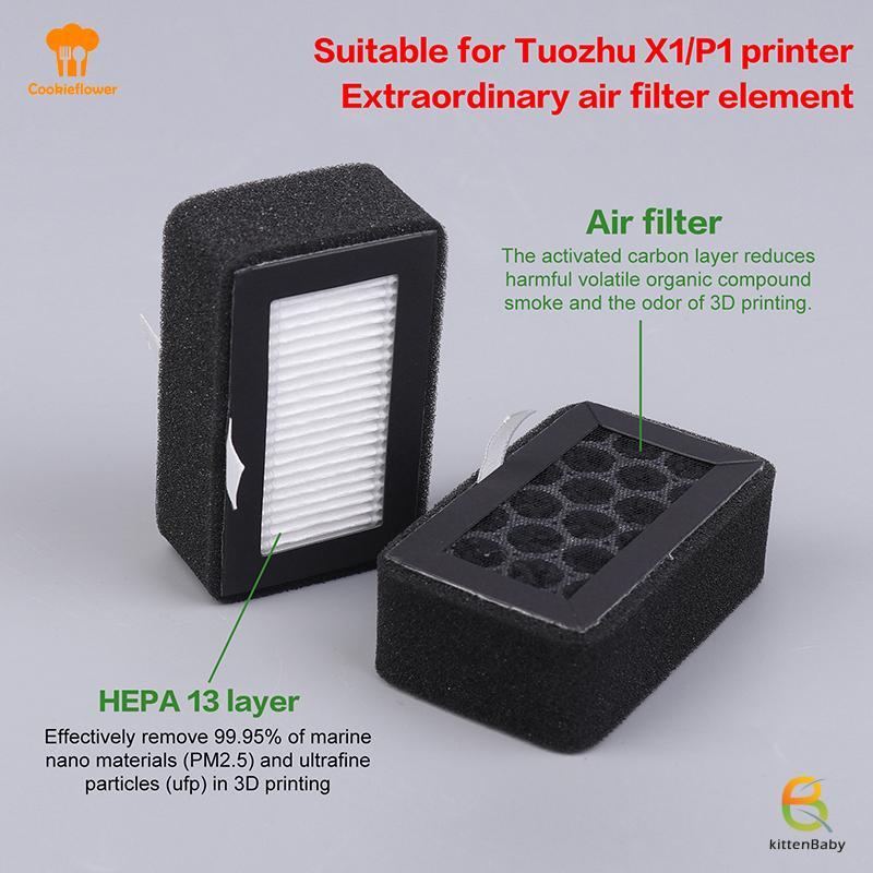[Kitten-t] Nâng cấp 1 / 2 / 3 Cái cho Bộ lọc Bambu Lab X1C P1S P1P HEPA 13 + Bộ lọc không khí Combo 