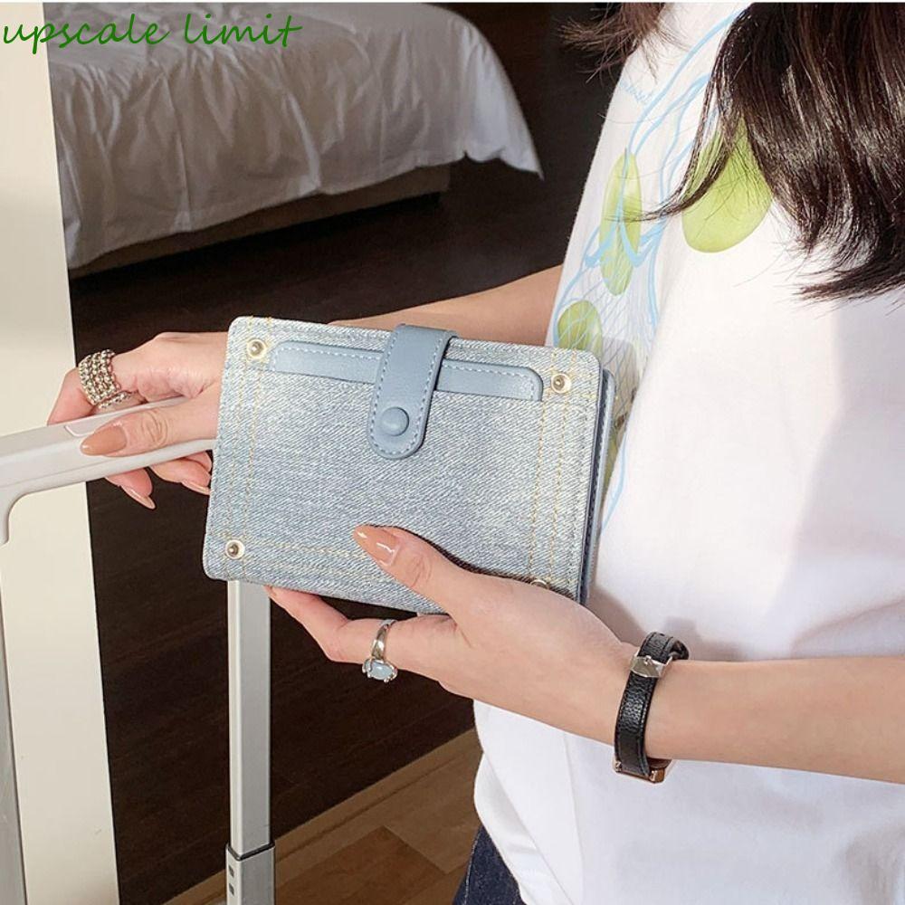 UPSCALE LIMIT Túi Hộ Chiếu PU, Hộp Đựng Thẻ Hộ Chiếu Kẹp Hộ Chiếu Denim, Hộp Đựng Vé Sáng Tạo Đa Năn