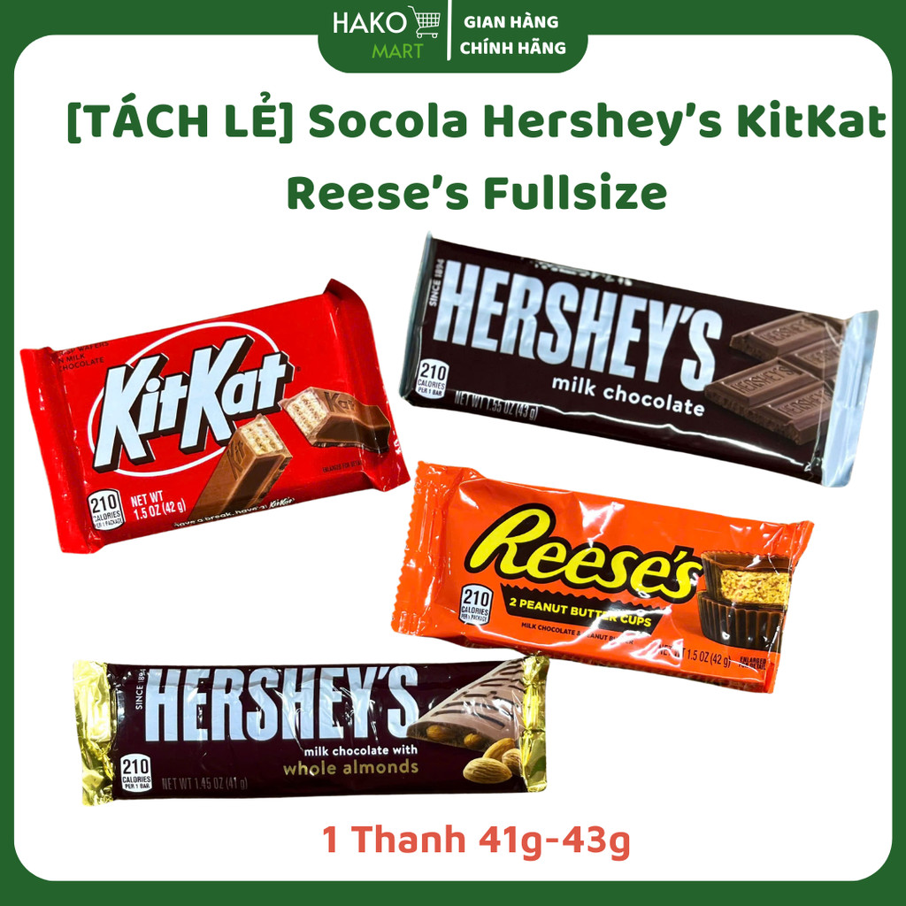 [TÁCH LẺ] Hộp Socola Hershey's KitKat Reese's Fullsize