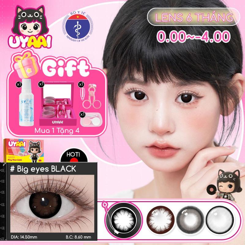 Bigeyes, Kính áp tròng UYAAI, Lens mắt to 6 tháng, Màu đen tự nhiên