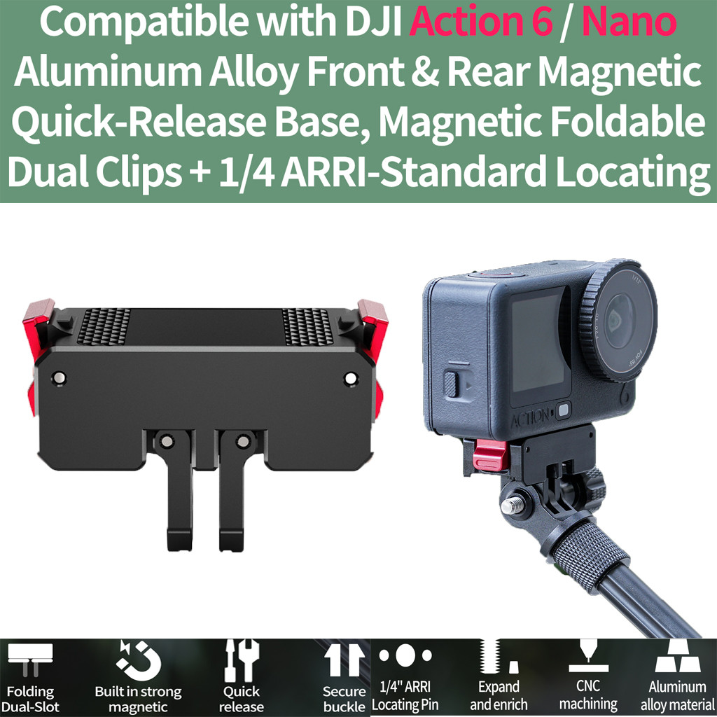 Hợp kim nhôm Hút từ tính Khe cắm 2 thẻ Đế phát hành nhanh 1 / 4 Lỗ định vị tiêu chuẩn ARRI cho DJI A
