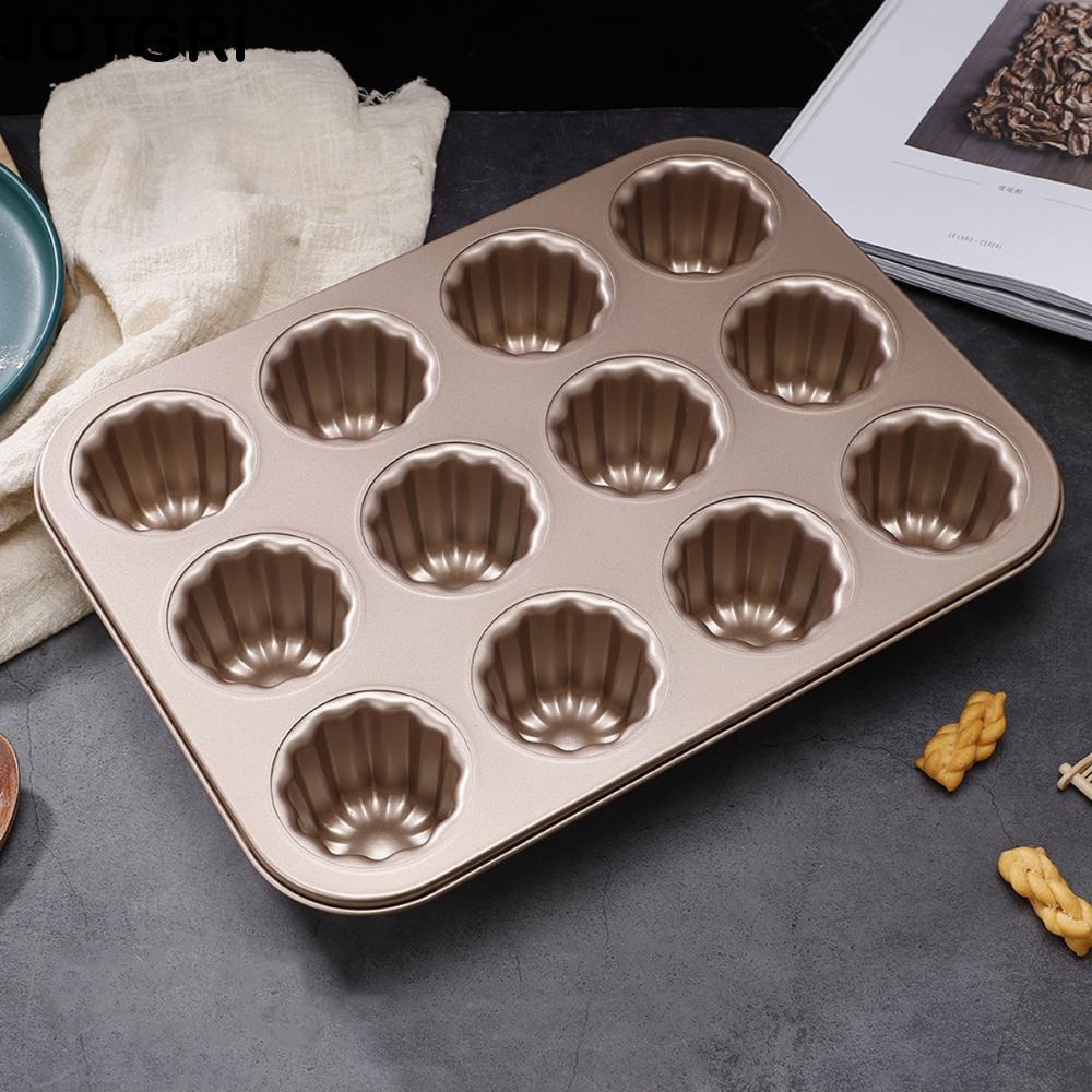 JOTGRI Khuôn Bánh Ngọt 12 Sâu Răng Máy Nướng Chống Dính Pháp Custard Bánh Chảo