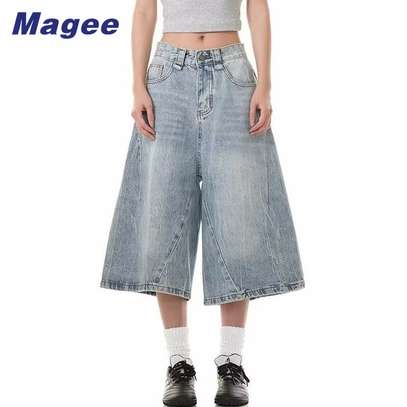 Quần Jean Nam Nữ Retro Streetwear, Thiết Kế Chân Đứng, Seven-Eighth