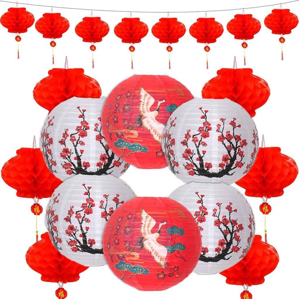 Trang trí tiệc Hibachi, 20 CÁI Trang trí treo đèn lồng giấy đỏ của Đảng Nhật Bản, Bộ đồ trang trí nh