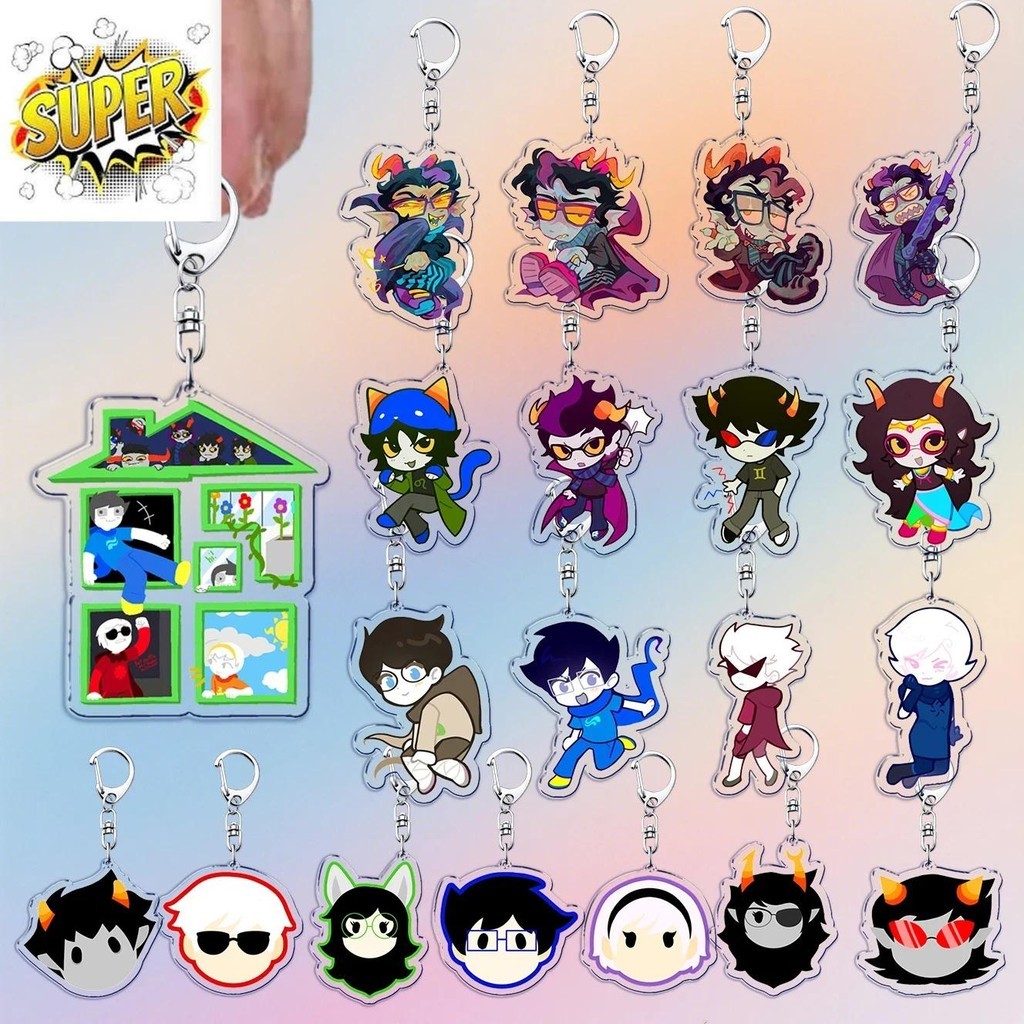 Cartoon Homestuck Keychain Accessories Bag Charms Dave Strider John Egbert Karkat Gamer Keyrings