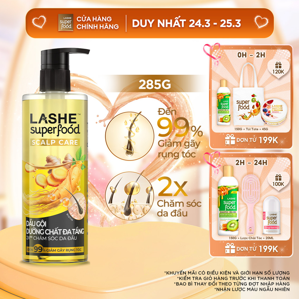 [MỚI RA MẮT] Dầu Gội Dưỡng Chất Đa Tầng LASHE SUPERFOOD SCALP CARE 285G