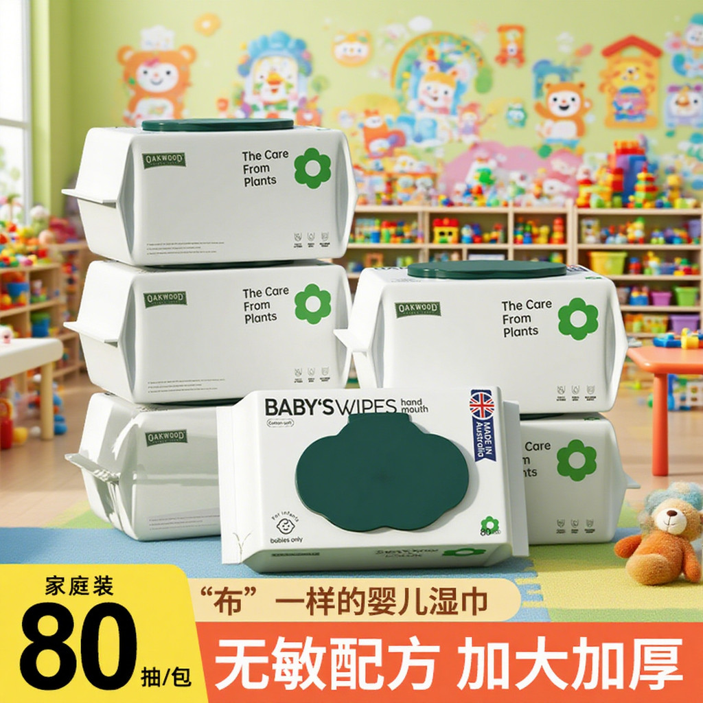 Oakwood 80Pumps Khăn Lau Cho Bé Mẹ Bé Ướt Khô Sử Dụng Kép Khăn Lau Mặt Cực Dày Có Thể Tháo Rời Famil