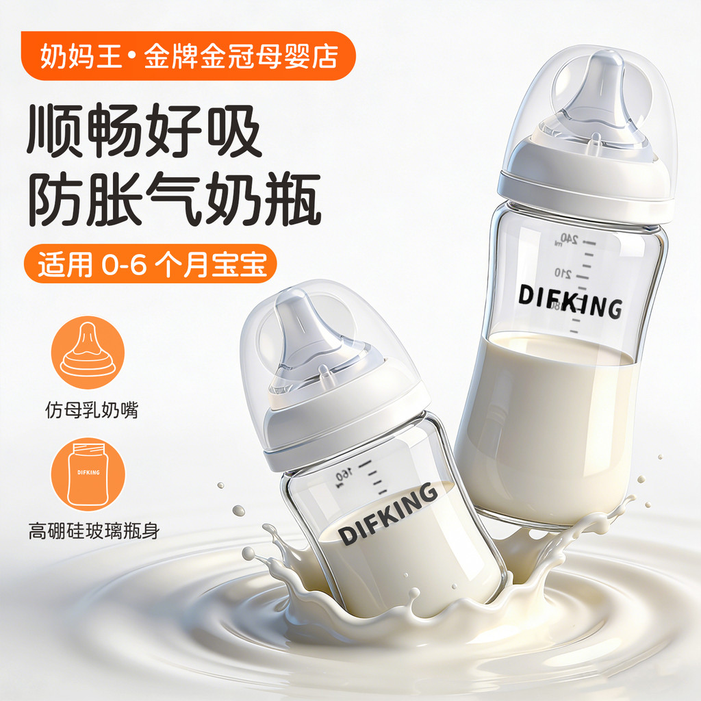 Bình sữa chống đầy hơi cho bé sơ sinh 0 đến 6 tháng hoặc tháng trở lên Trẻ sơ sinh Kính núm vú giả c