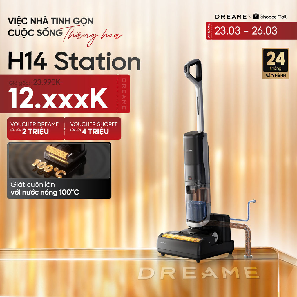 Dreame H14 Station Máy hút bụi lau sàn không dây | tự động xử lý nước bẩn | giặt cuộn lăn 100°C | BH