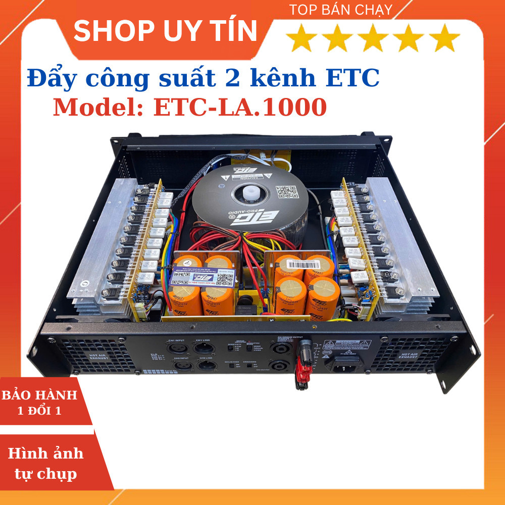 Cục Đẩy 2 kênh ETC LA1000 Chính Hãng – 8 Tụ Lọc, 40 sò, Công Suất 1000W/Kênh / Main JBL LA1300 32 sò