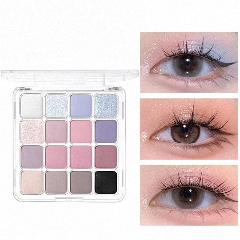 Bảng phấn mắt Ershiqi 16 màu có hiệu ứng mờ lung linh chống thấm nước và mồ hôi 20G