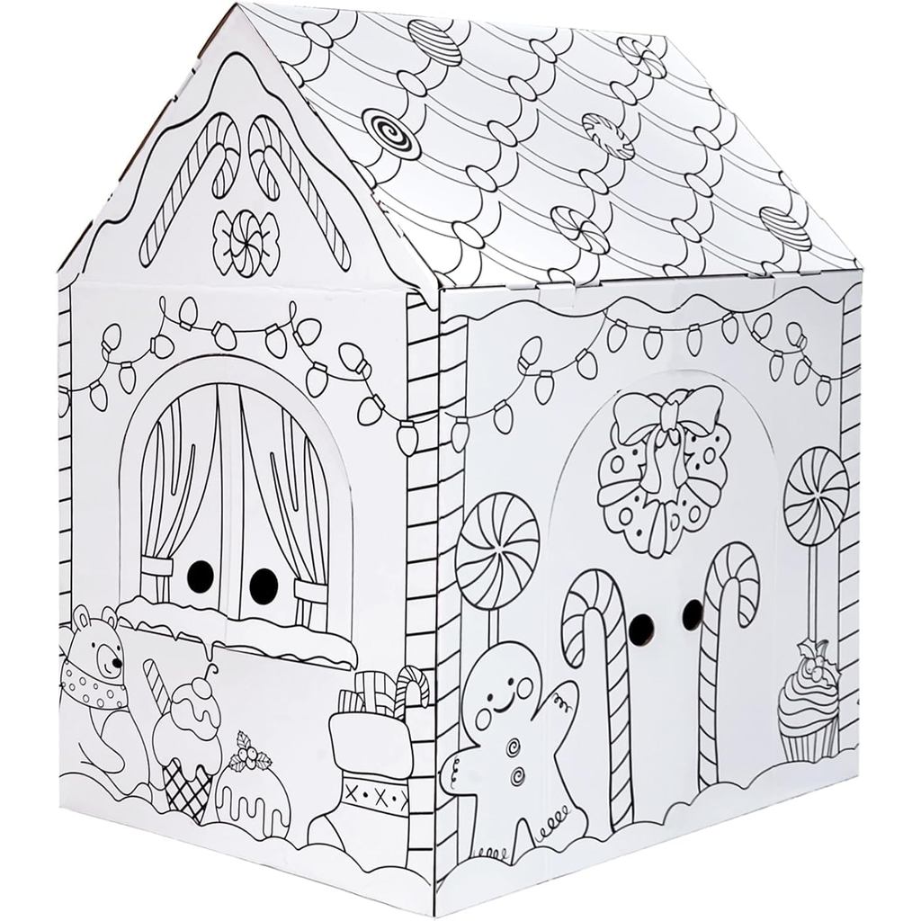 Kockuu Gingerbread Cardboard House to Color for Kids Toddler, Large Gingerbread Cardboard Coloring H