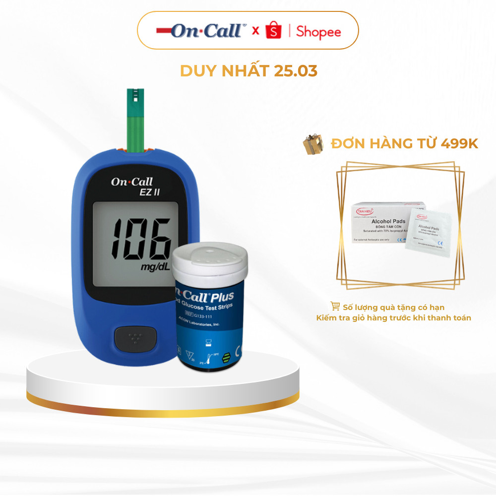 Máy Đo Đường Huyết On Call EZ II Kèm Hộp 25 Que Thử Đường Huyết [Bảo Hành Trọn Đời]