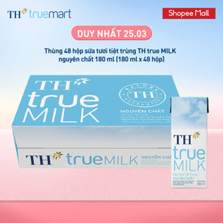 [LIVE STREAM] Thùng 48 hộp sữa tươi tiệt trùng TH true MILK nguyên chất 180 ml (180 ml x 48)