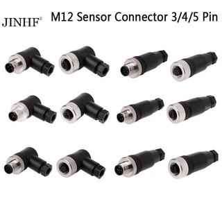 Đầu nối cảm biến JINHF 1Pc M12 3 / 4 / 5 pin nam / nữ thẳng / phải phích cắm HOT