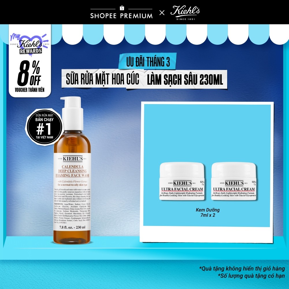 Sữa rửa mặt hoa cúc Kiehl's Calendula Deep Cleansing Foaming Face Wash 230ml