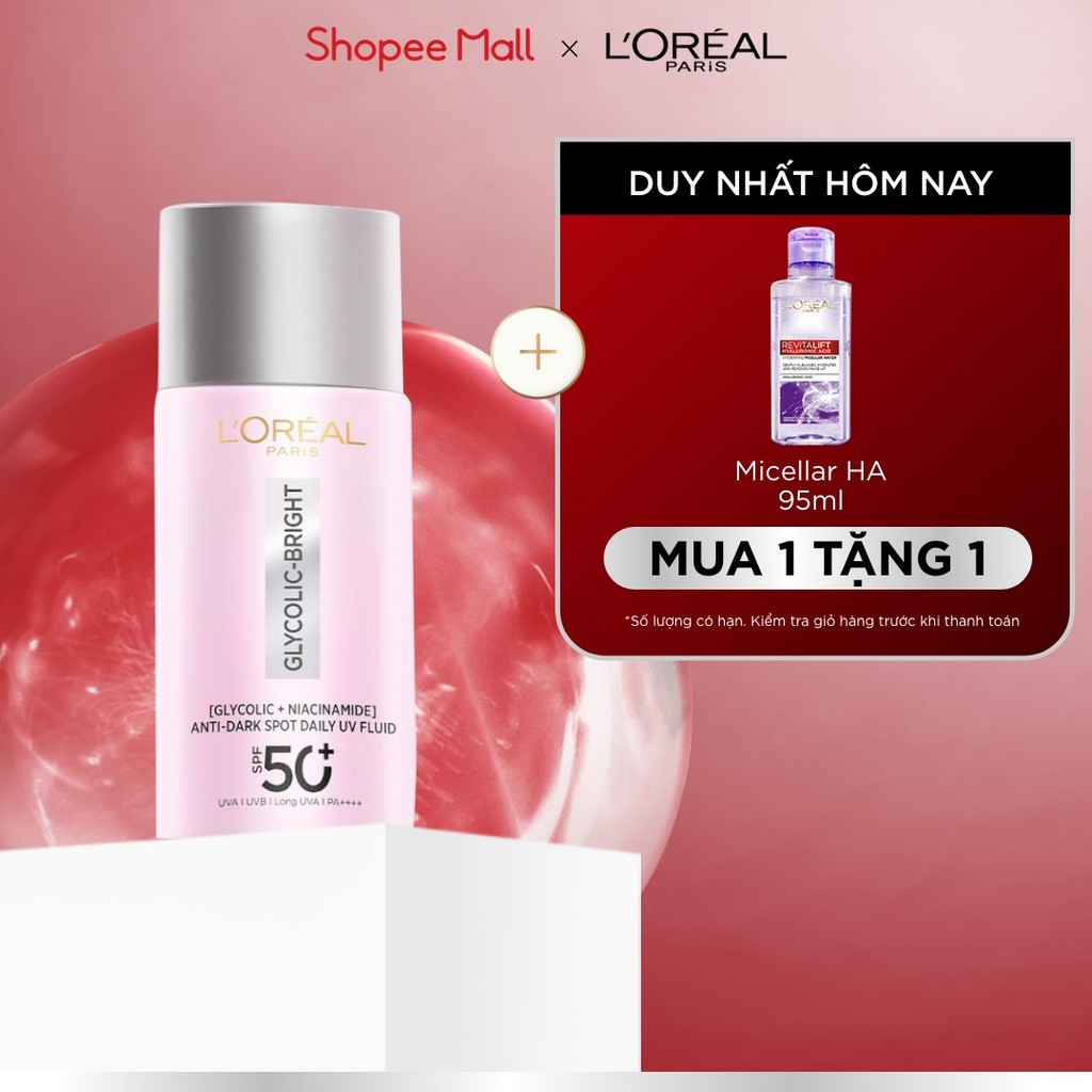 Sữa chống nắng phổ rộng mỏng nhẹ bảo vệ da và dưỡng sáng mờ thâm nám Glycolic Bright Anti-Dark Spot 