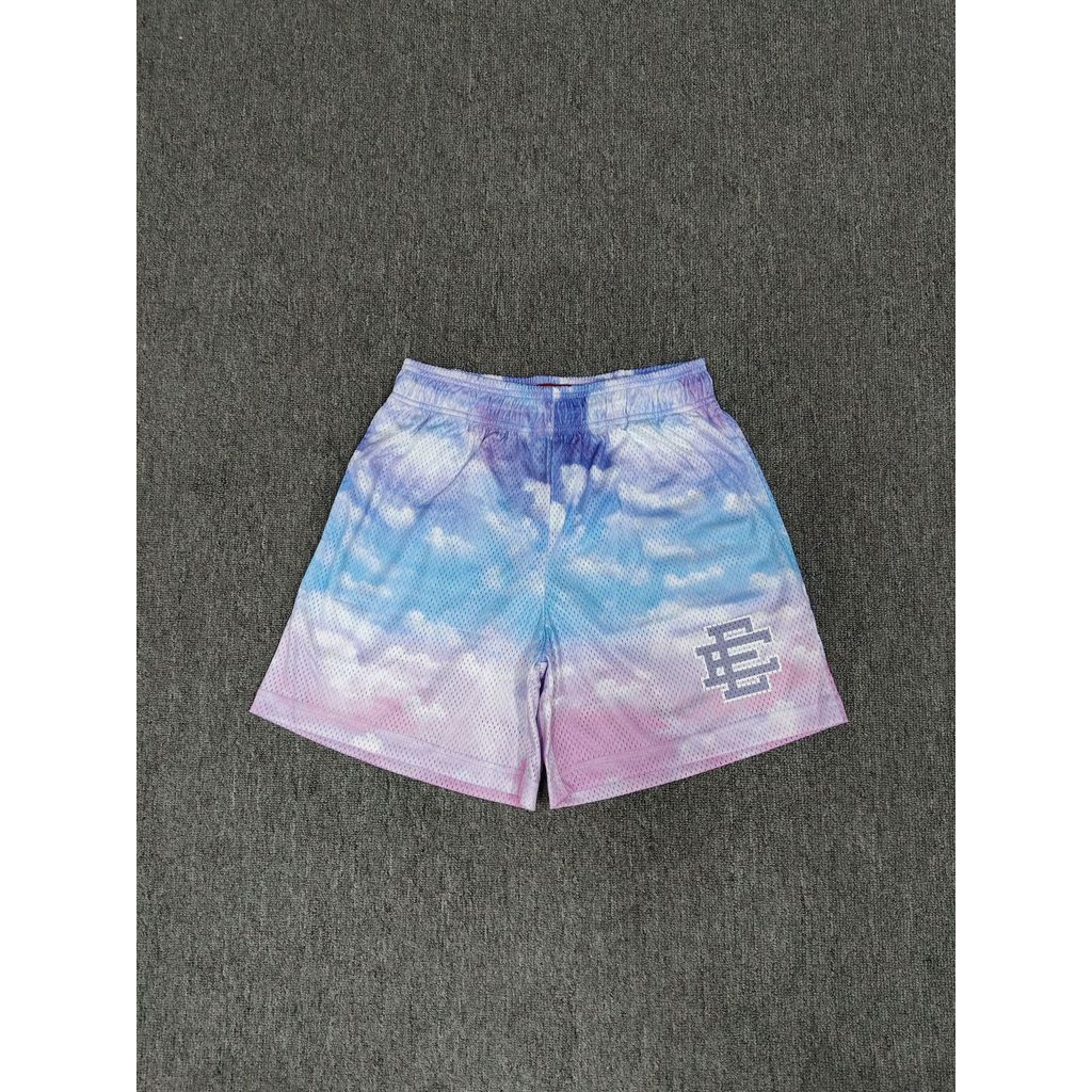9UGT Eric Emanuel American-style quarter-length shorts with gradient cloud pattern, basketball train