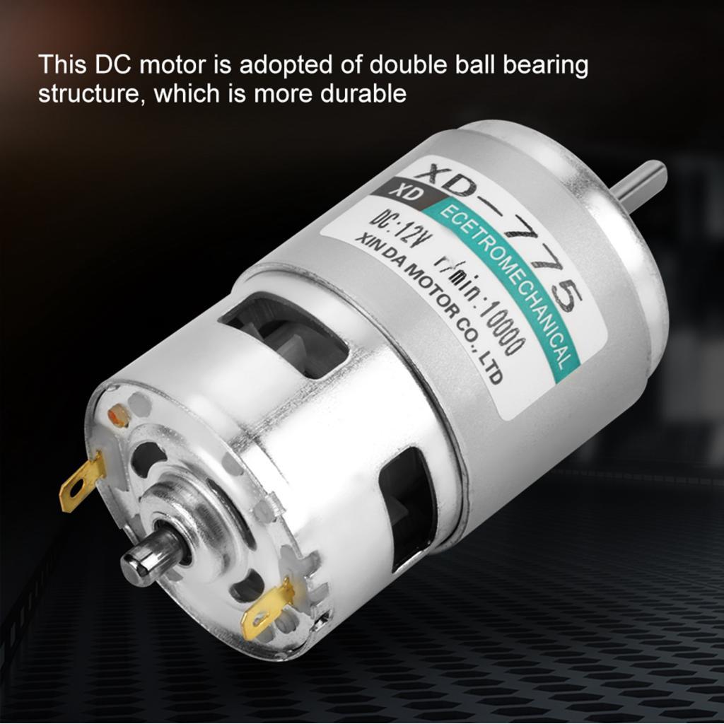 Soxii Hilitand 12V DC Motor Mini Electric Bi Đôi Vòng bi tốc độ cao Bàn chải tiếng ồn thấp XD-775 (1