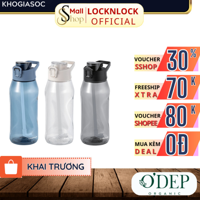 Bình nước nhựa Tritan 1.05 Lít LocknLock , Kèm ống hút One-Touch Sports Bottlen ABF926, Nhiều Màu - 