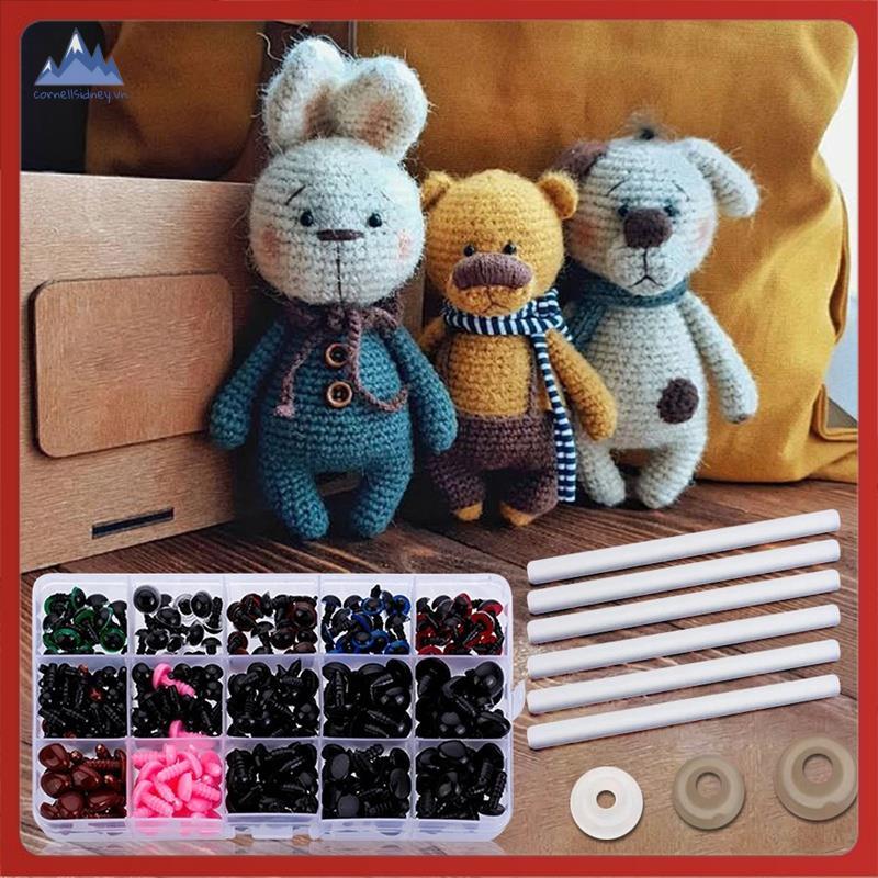 [cornellsidney.vn] 566 CÁI Mắt an toàn bằng nhựa để móc Amigurumi Móc mắt có vòng đệm Mắt an toàn ch