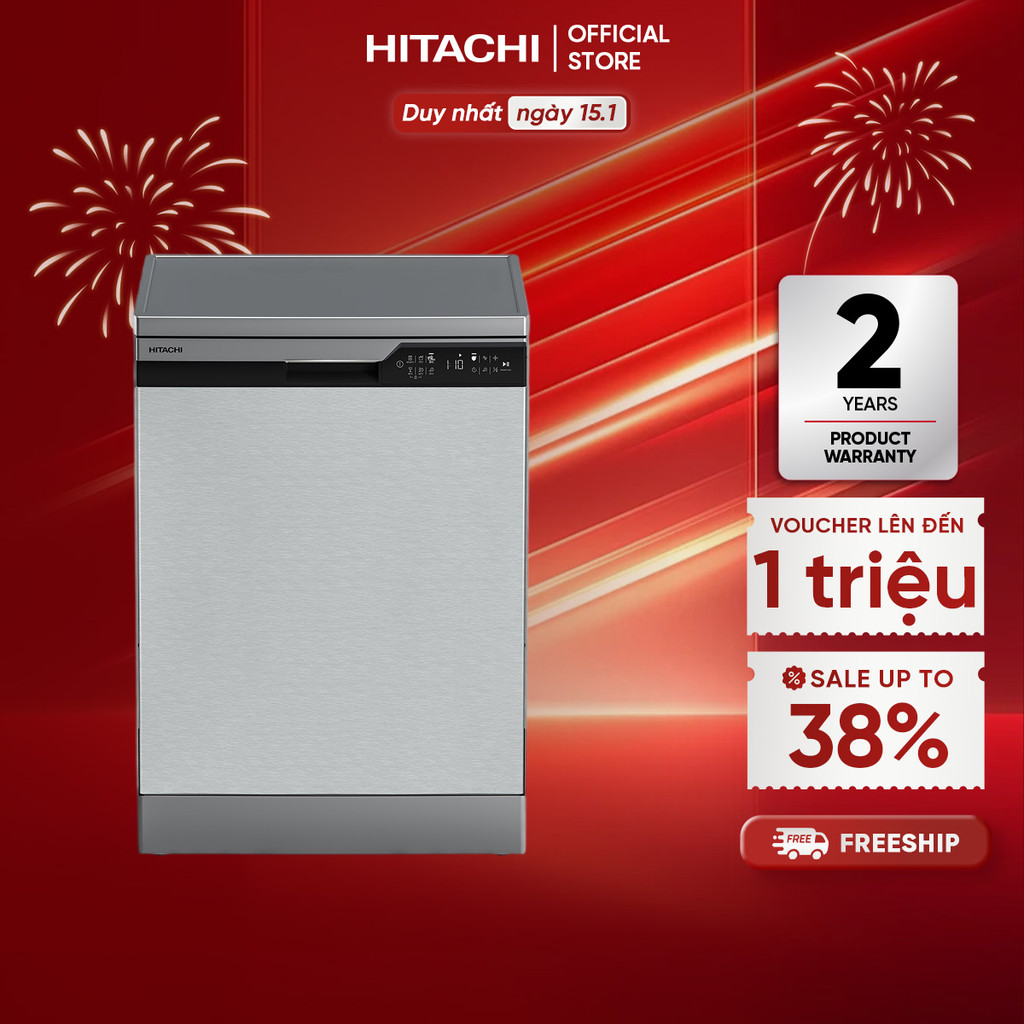 [MIỄN PHÍ GIAO HN HCM]Máy Rửa Chén Inverter Hitachi HDF-F146VX Rửa Diệt Khuẩn, Tự Động Sấy Khô,Làm B