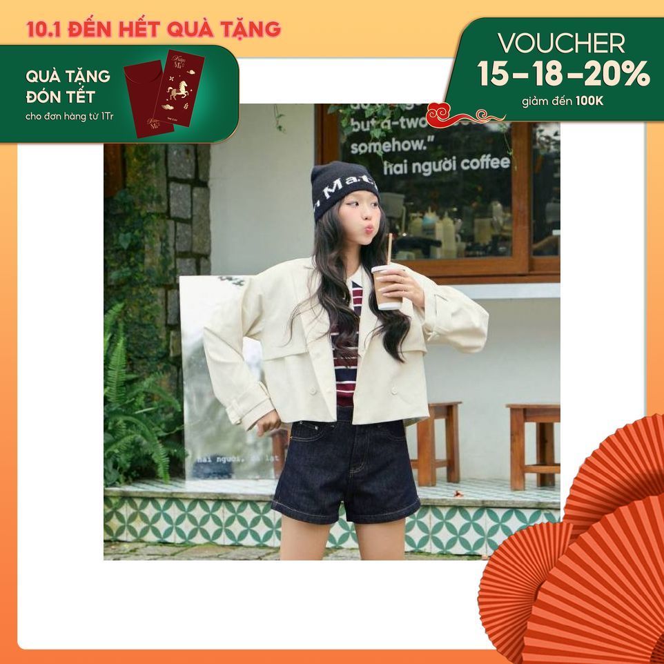 Áo khoác blazer lửng nữ dáng ngắn THE C.I.U, áo khoác tay dài cổ vest form ngắn – Blake Jacket