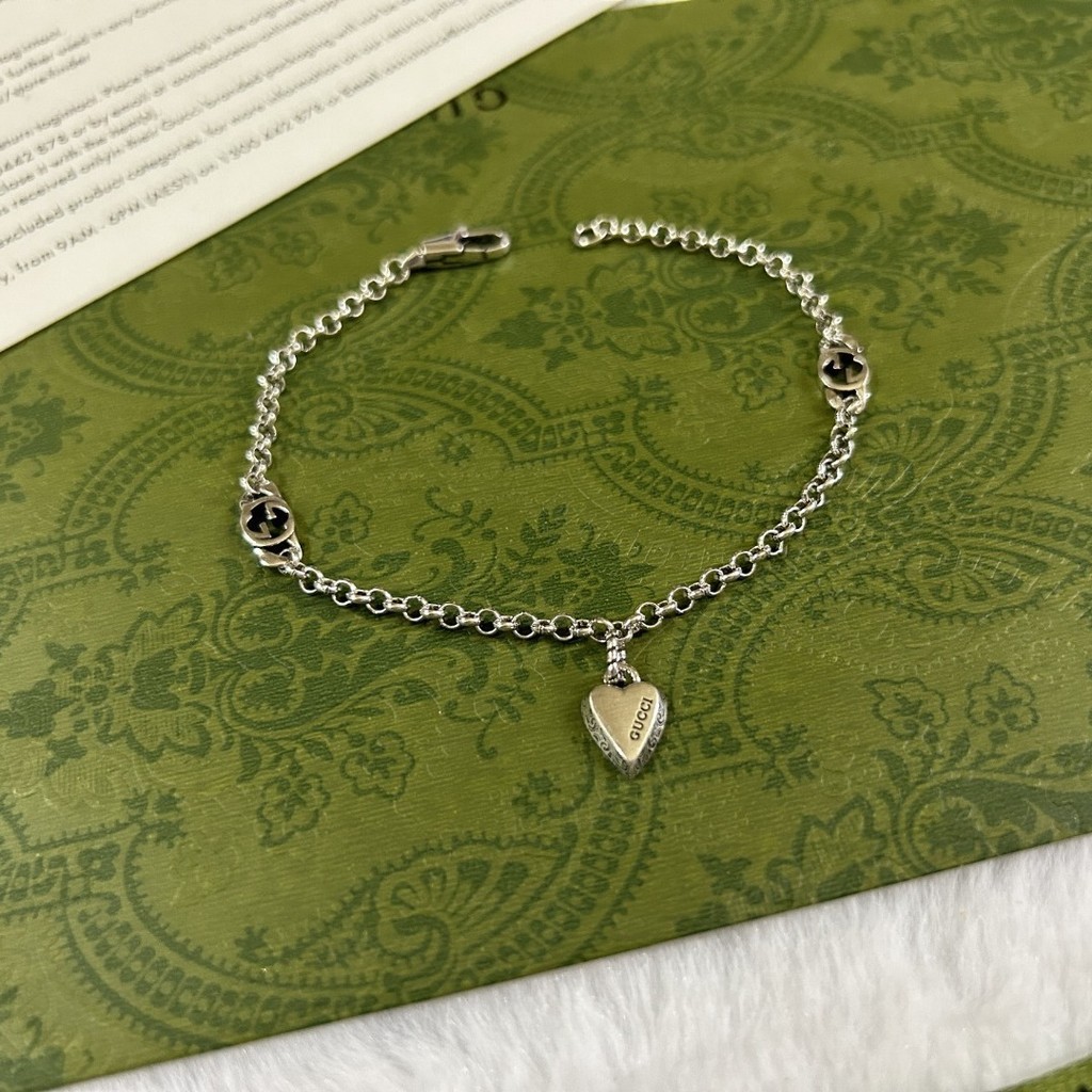 925silver bracelet pair G Heart-shaped Bracelet for Women Trendy Fashionable Light Luxury Versatile 