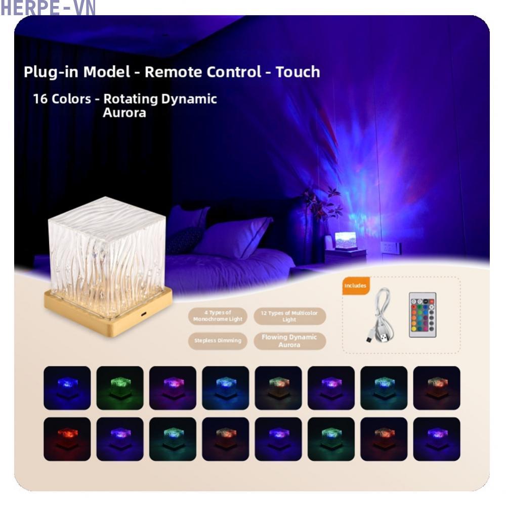 [HERPEVN]Night Light Projector Wave Light Projector 16 Colors Dynamic Wave Cube Lamp[Ready stock]