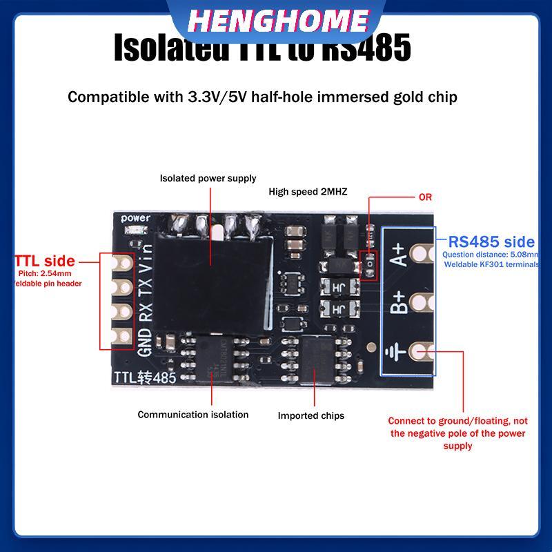 HENGHOME 1 / 2 Cái Cách ly TTL sang RS485 Mô-đun bảng cấp độ Serial Tự động đảo ngược tốc độ cao 2Mb
