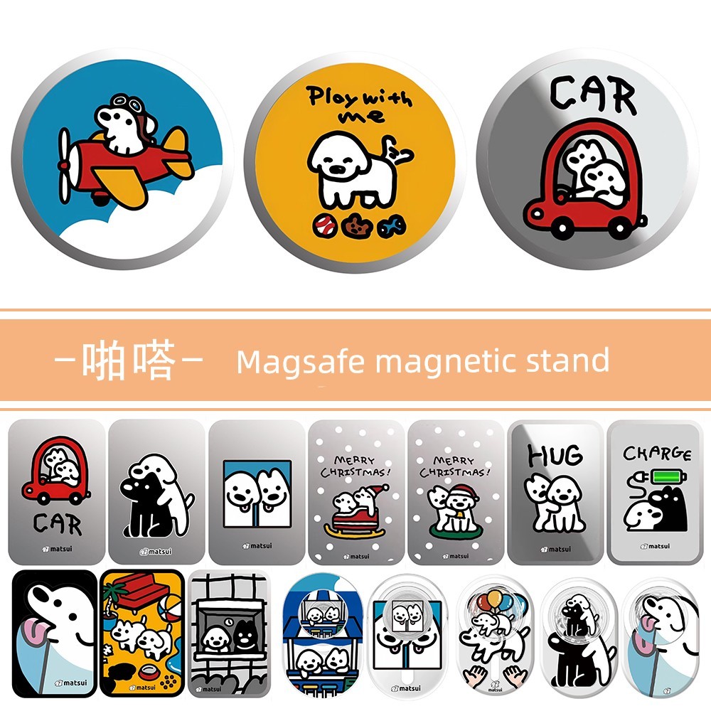 One Shot Instant Mirror Card Holder Magsafe Giá đỡ điện thoại từ tính Clap Túi khí Chó dễ thương mat