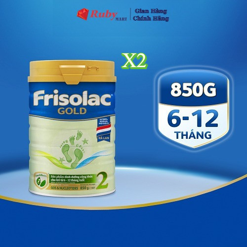 Combo 2 Lon Sữa Bột Frisolac Gold 2 850G cho bé từ 6-12 tháng tuổi