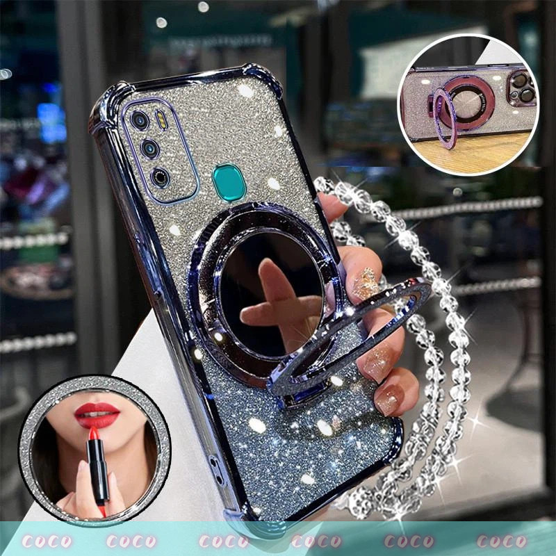 【 Chống Sốc 】 Ốp Lưng Cho OPPO A53 2020 A33 A32 2020 Vỏ Điện Thoại 3D Gương Trang Điểm Có Vòng Tay M