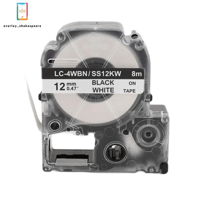 5 Gói Thay Thế -4WBN LC-4WBN9 (SS12KW) Băng Nhãn Cho LabelWorks LW300 LW400 LW500 LW700 Đen Trên Trắ