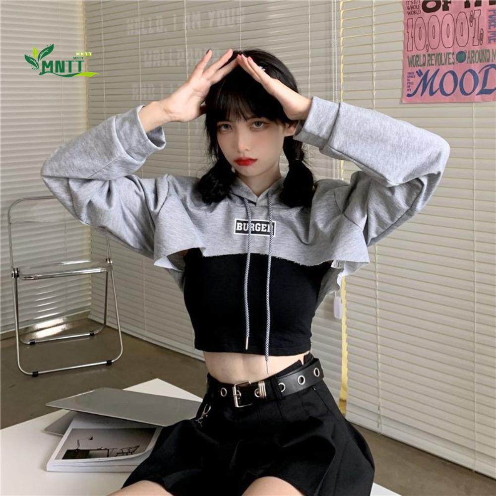 Áo Hoodie siêu ngắn MNTT Hiphop thời trang nữ