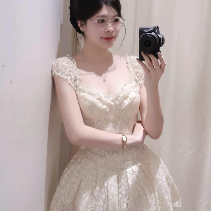 Đầm Ren Trễ Vai Tay Cúp Sò “Dáng Ngắn” Xoè Màu Pastel Phong Cách Nữ Tính, Tiểu Thư, Du Lịch Hè Kieupham.shop | BigBuy360 - bigbuy360.vn